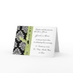 monotone Damask Wedding invite/ green ribbon Greeting Cards