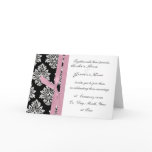 monotone Damask Wedding invite/ pink ribbon Greeting Card