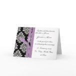 monotone Damask Wedding invite/ purple ribbon Cards
