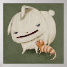 Monster Bunny and Cat Print
