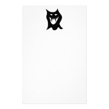 Monster Cartoon, Black. Personalized Stationery