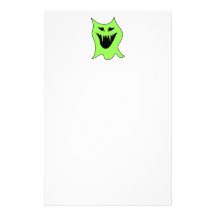 Monster Cartoon. Green and Black. Stationery