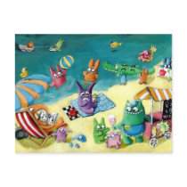 Monster Summer Time on the Beach postcards