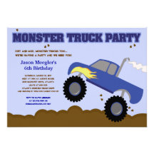 MONSTER TRUCK 5x7 Birthday Invitations