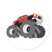 Monster Truck Round Stickers