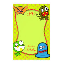 Monsters - A note from... Kids Name Stationary Personalised Stationery