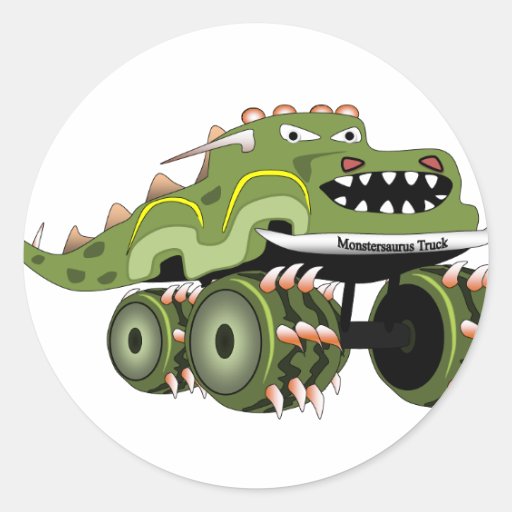 Monstersaurus Truck Round Stickers