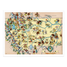 Montana Funny Map Postcards