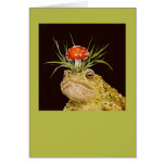 Montesque the toad with toadstool hat card