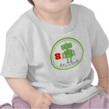 Monthly Baby T Shirt  8 Month Green Robot