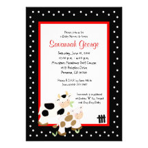 Moo Cow Farm Barnyard Baby Shower Invitations 5x7