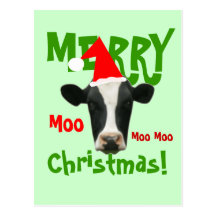 Moo Moo Moo Merry Christmas Cow Postcard
