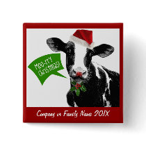 Moo rry Christmas! Funny Holiday Cow in Santa Hat