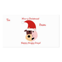 Moo-y Christmas and Happy Hoggy Days! Business Card Template
