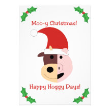 Moo-y Christmas and Happy Hoggy Days! Personalized Announcements