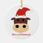 Moo-y Christmas! Santa cow Christmas ornament