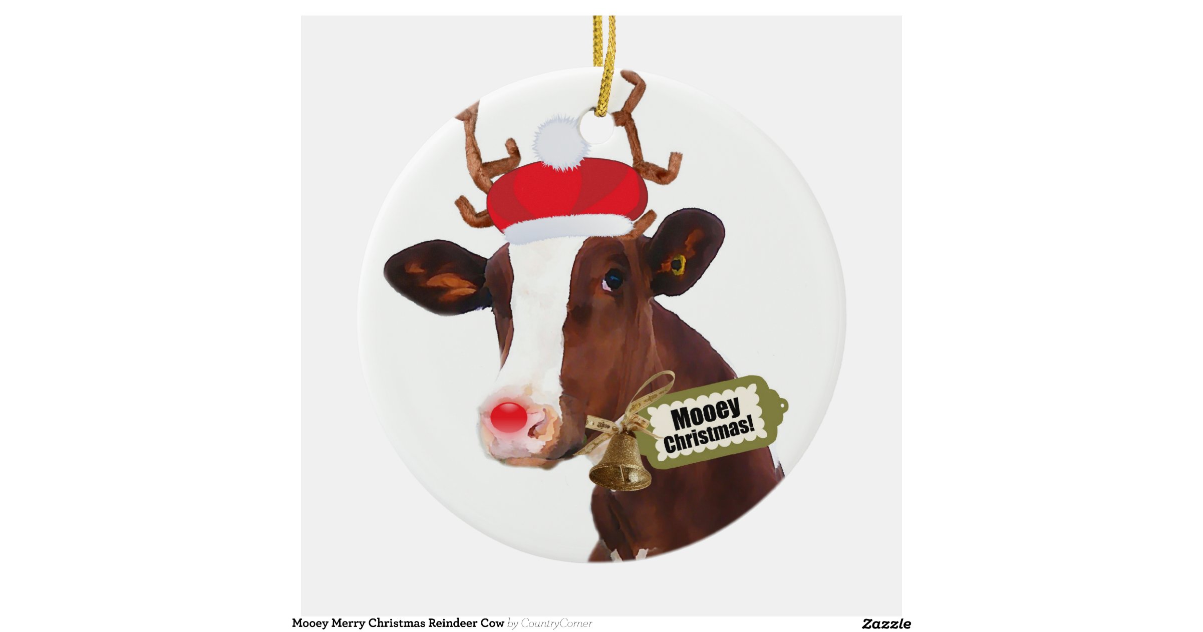 mooey merry christmas reindeer cow double sided ceramic mooey christmas