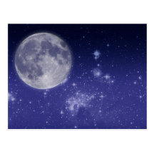 Moon and Shining Stars Postcard