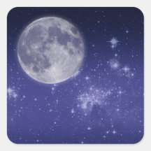 Moon and Shining Stars Square Stickers
