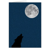 Moon and Wolf Birthday Card