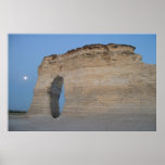 Moon At Monument Rocks Poster