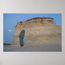Moon At Monument Rocks Poster
