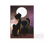 Moon cats & fireworks greeting card