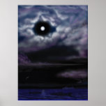 Moon,Clouds,and Sea posters