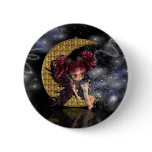 moon fairy badge pin, cute gothic fairy gold moon buttons