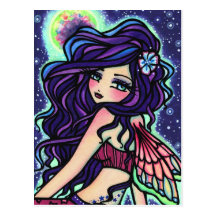 Moon Glow Fairy Fantasy Art Postcard Hannah Lynn