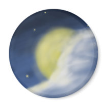 Moon Partly Hidden by a Cloud Fridge Magnet