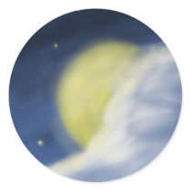 Moon Partly Hidden by a Cloud Round Stickers