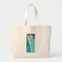 Moon Seen through Maple Leaves and Waterfall Canvas Bags