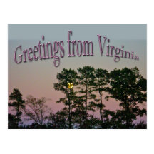 Moon Setting @ Dawn Greetings From Virginia Items Post Card
