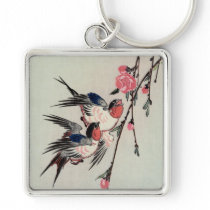 Moon, Swallows, and Peach Blossoms, Ando Hiroshige Key Chains