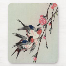 Moon, Swallows, and Peach Blossoms, Ando Hiroshige Mousepad