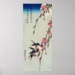 Moon, Swallows, and Peach Blossoms, Ando Hiroshige posters