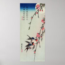 Moon, Swallows, and Peach Blossoms, Ando Hiroshige Poster