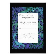 Moonlight Blue Celtic Animals Design Wedding RSVP Announcements