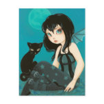 Moonlight Hijinks- Fairy Black cat postcard