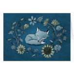 Moonlit Fox and Flowers Card