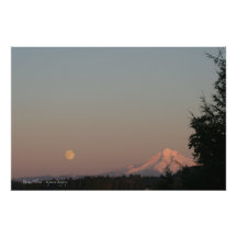 Moonrise and Mt. Hood Photographic Print