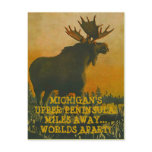 MOOSE AT SUNSET ~ UPPER PENINSULA TRAVEL POSTCARD