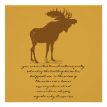 Moose Christmas Dinner Invitations