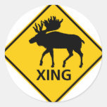 Moose Crossing Highway Sign Sticker