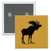 Moose Silhouette Button