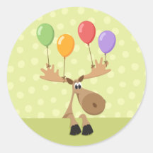 Moose with colourful balloons birthday stickers