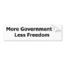 More Government = Less Freedom Bumper Sticker