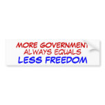 MORE GOVERNMENT, LESS FREEDOM BUMPER STICKER