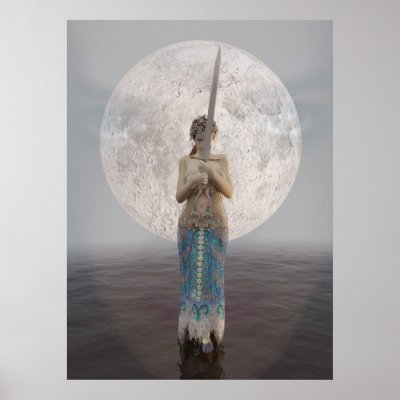 Morgan le Fay and Excalibur Print by Mystic_Realms